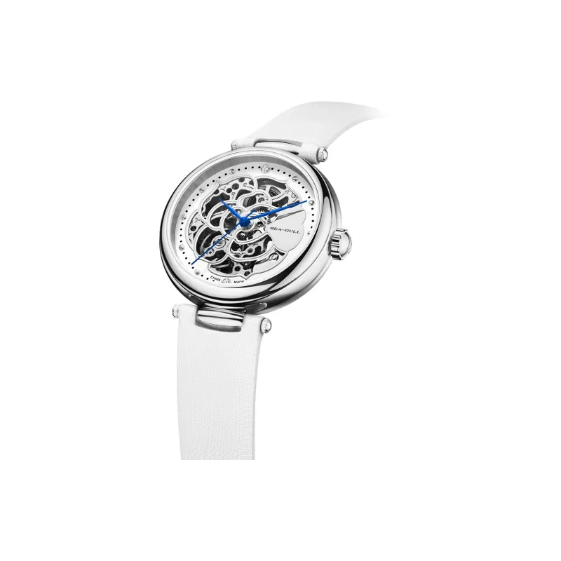 Sea Gull Automatic Mechanical Movement Genuine Leather Strap Watch Women's Watch Cut Out Dial-1