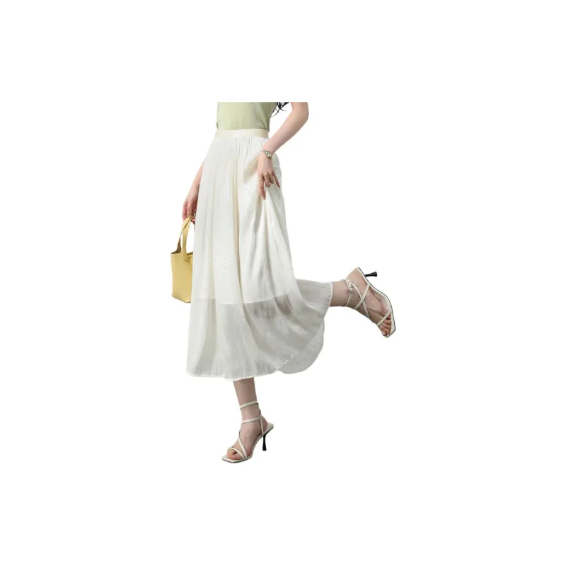 TERRE BLEUE SS24 Casual Long Skirt Women's Apricot-5