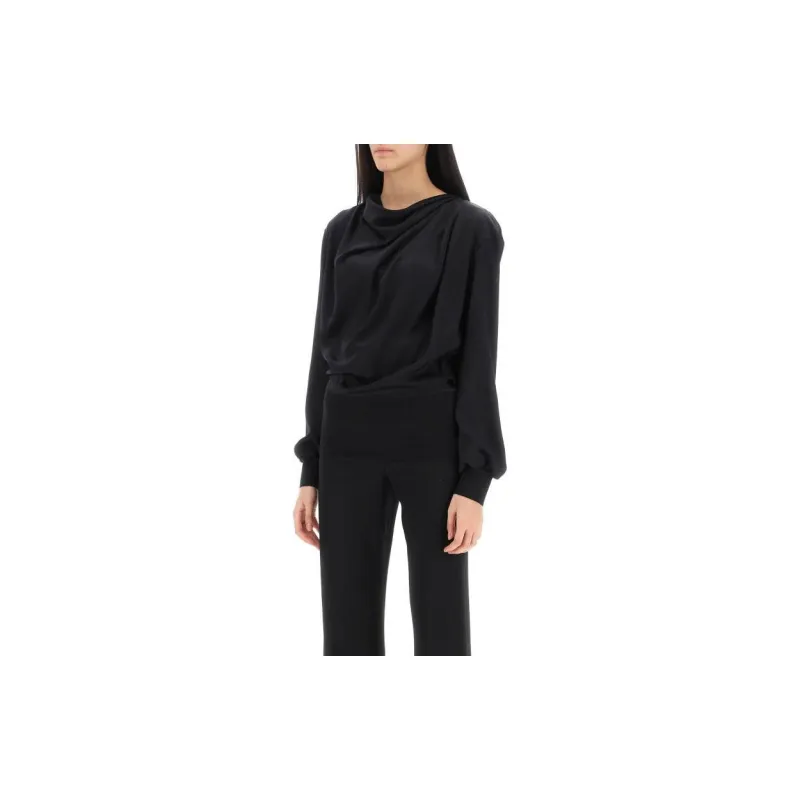 Alexander McQueen Draped Satin Blouse-1