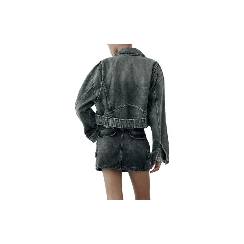 ZARA Denim Jackets Women's Gray-3