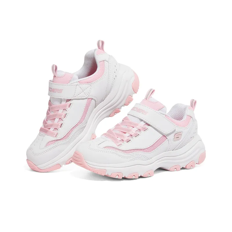 Skechers Anti Slip Wear Resistant Kids Lifestyle Shoes White Pink Teenagers-2