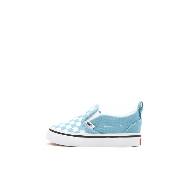 Vans Slip Resistant, Abrasion Resistant, Breathable Low Top Skateboard Shoes White Blue Plaid Infant And Toddler-0