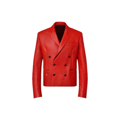 LOUIS VUITTON Leather Jackets Men Bright Red