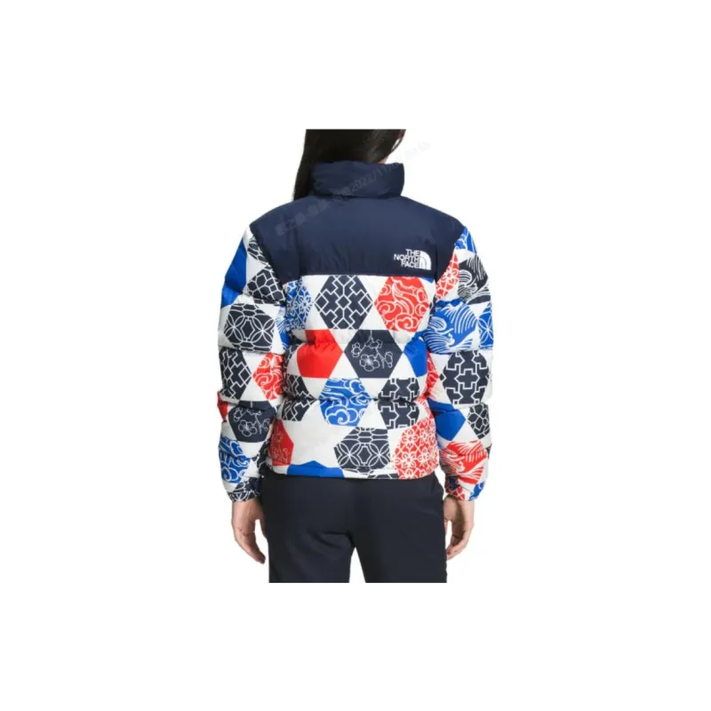 THE NORTH FACE Women's Printed 1996 Retro Nuptse Jacket Blue Ic Geo Print-2