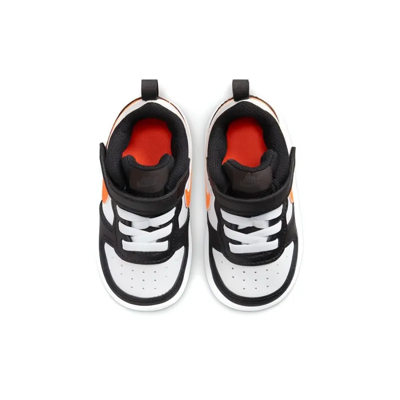 Nike Court Borough Low 2 Low Top Skateboard Shoes Black White Orange Infant And Toddler-3
