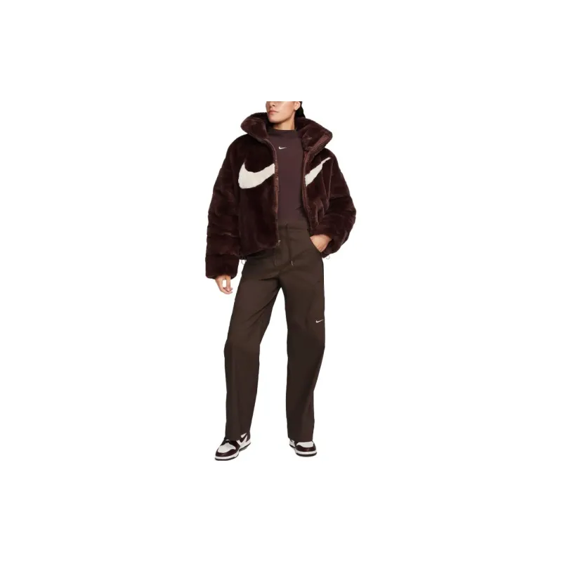 Nike Sportswear Essentials Oversized Faux Fur Puffer Jacket Light Orewood Brown-1
