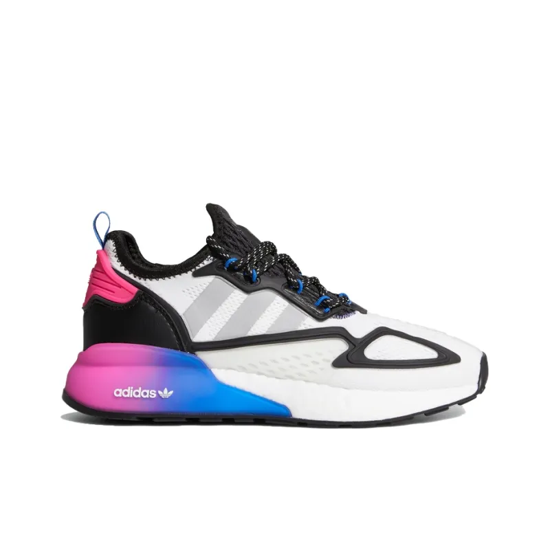 Adidas Originals ZX 2K Boost J Abrasion Resistant Low Top Sports Casual Shoes Black Pink Blue Teenagers-1