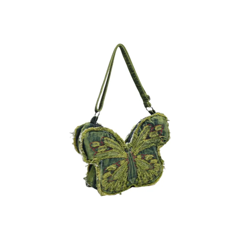 NOMK Denim Backpack Shoulder Bag Regular Women's Light Blue/Olive Green-7