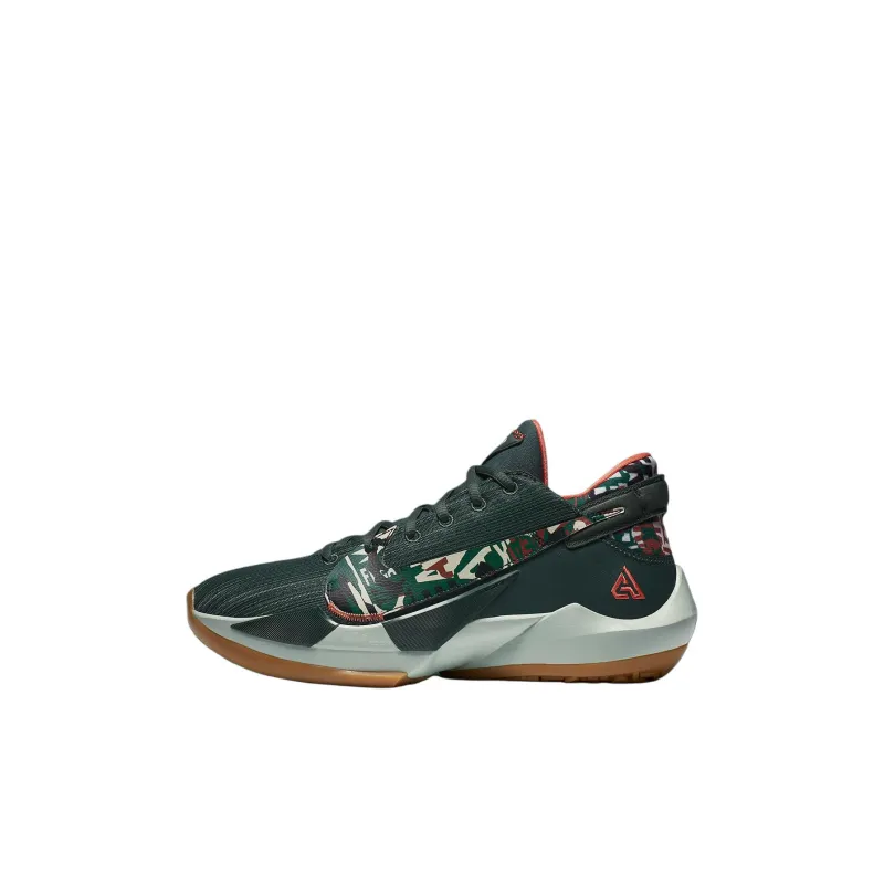 Nike Freak 2 Slip Resistant Shock Absorbers Low Top Children's Basketball Shoes Green White Children Aged 3 7 Years Old-0