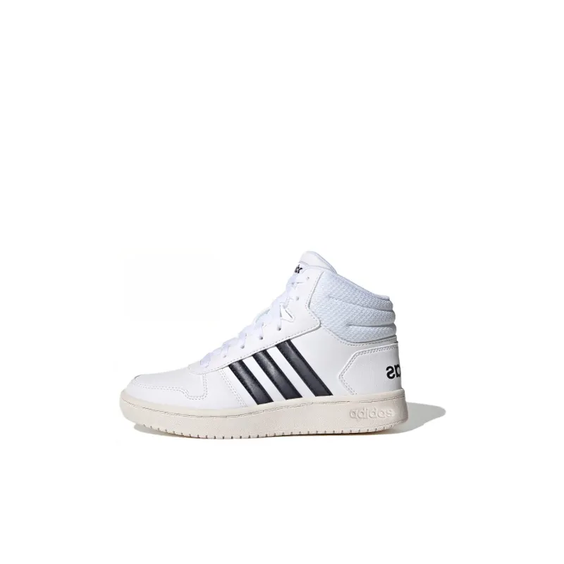 Adidas Neo Hoops 2.0 K Wear Resistant Mid Top Kids' Skateboarding Shoes White Black Kids'-0