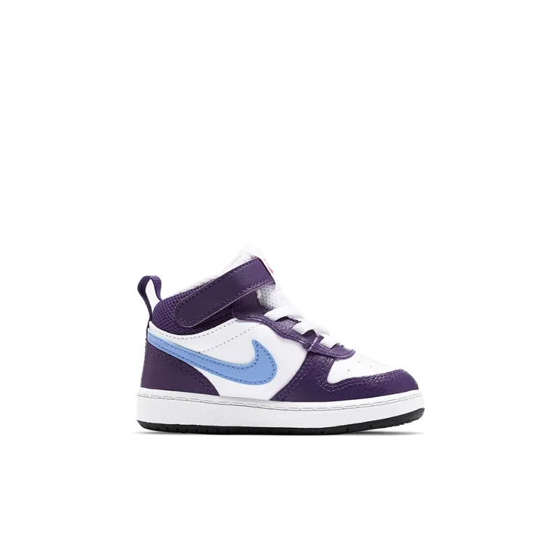 Nike Mid 2 Anti Slip Wear Resistant Mid Top Skateboard Shoes Purple White Blue Infant And Toddler-1