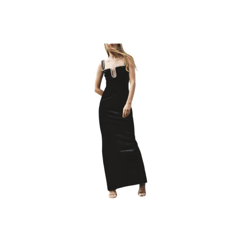 Self portrait Slip Dress Women's Classic Black-3