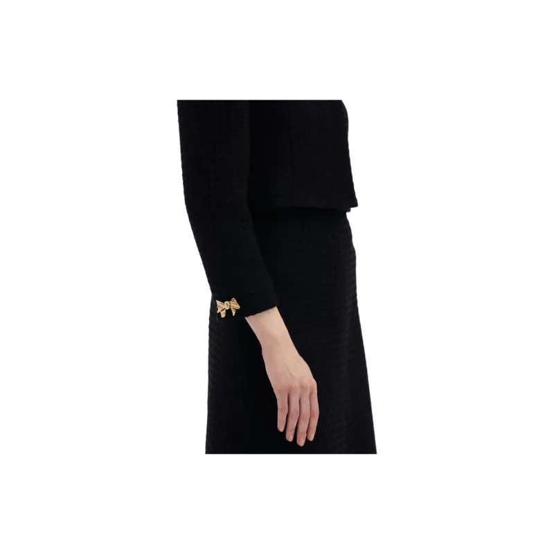 Oscar De La Renta Bow Button Tweed Jacket-5