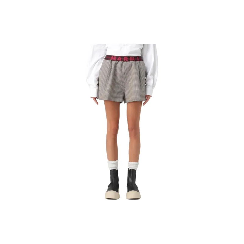 MARNI Logo Band Houndstooth Patterned Shorts-5