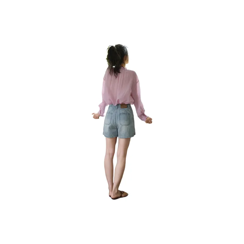 SOLIGHTER Denim Shorts Women's Light Denim Blue-2