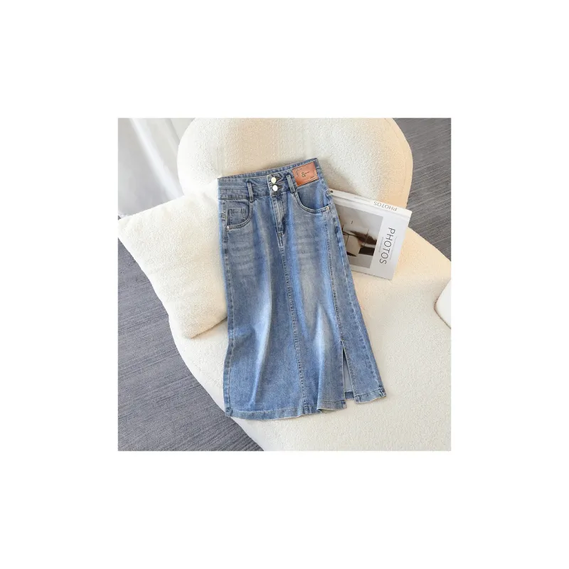 TOUCH Denim Long Skirt Women's Light Blue-2