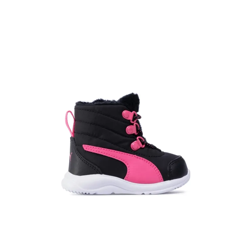 PUMA Fun Racer Boot Ac Inf Anti Slip And Wear Resistant Warm High Top Toddler Shoes Black Pink Infant And Toddler-1