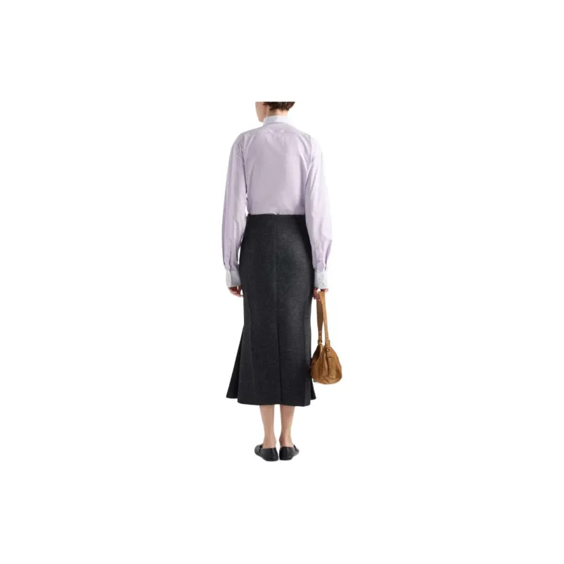 PRADA Contrasting Cuffs Poplin Shirt-3