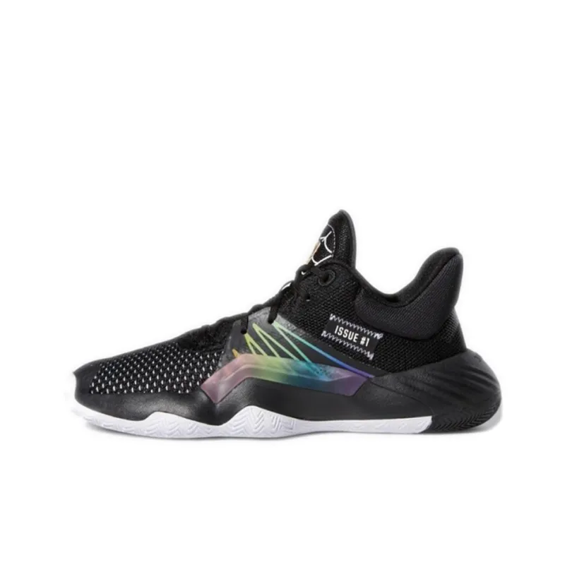 Adidas D.O.N. Issue #1 Anti Slip Wear Resistant Low Top Children's Basketball Shoes Black Purple Teenagers-0