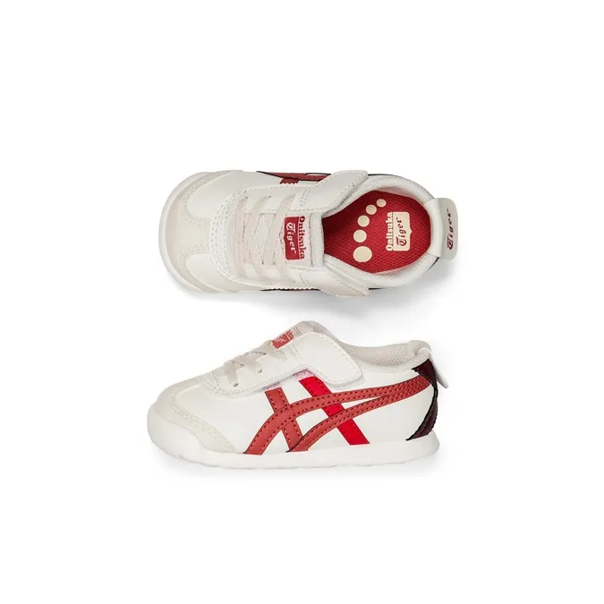 Onitsuka Tiger MEXICO 66 Anti-Slip Wear-Resistant Low-Top Toddler Shoes White Red Infant And Toddler-3