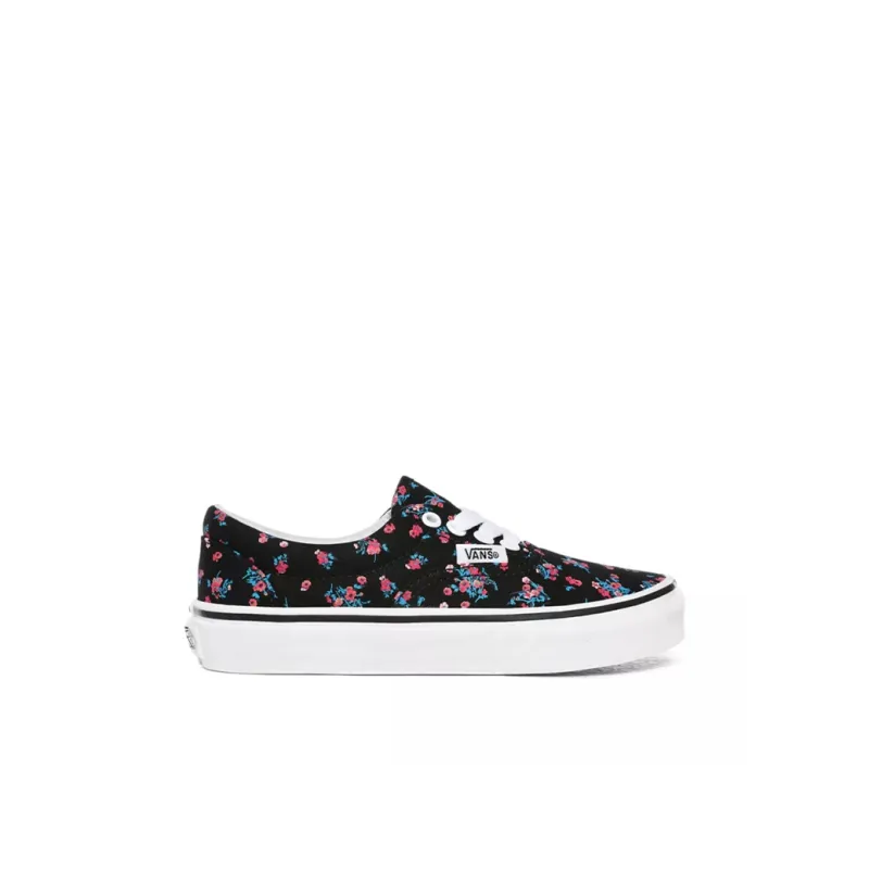 Vans Era Anti Slip Wear Resistant Low Top Kids' Skateboarding Shoes Black Floral Children Aged 3 7 Years Old-1