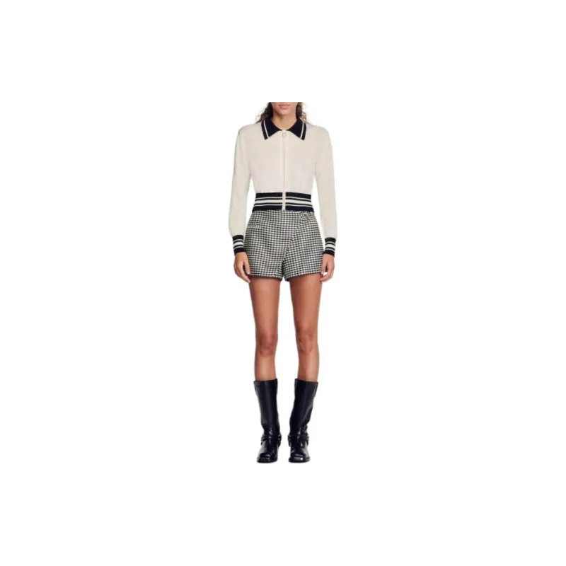Sandro Two Tone Cardig Knitwear Women's Beige-1
