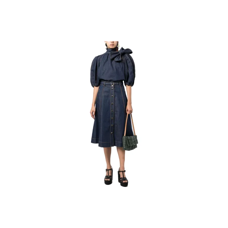 Zimmermann Denim Long Skirts Women's Indigo-1