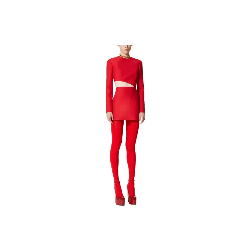 Valentino SS23 Long Sleeved Dress Women's Red-1