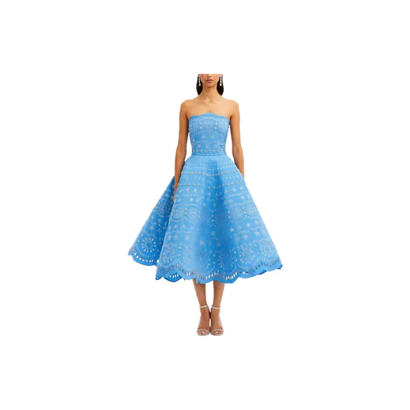 Oscar De La Renta Crystal-embellished Strapless Midi Dress-1