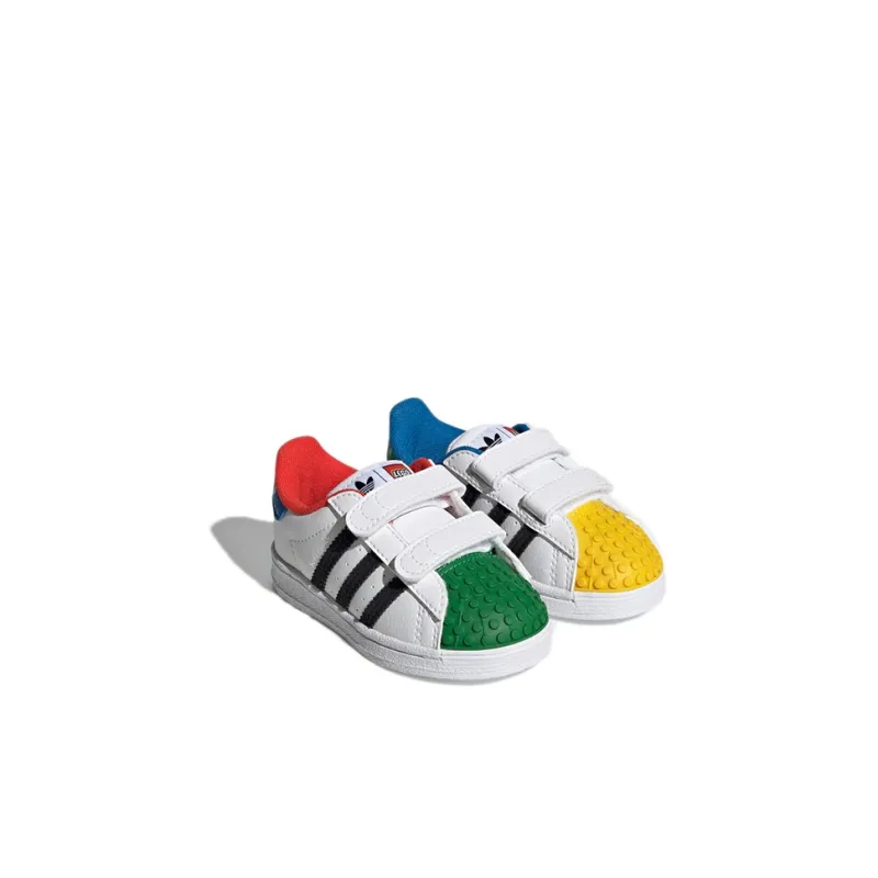 LEGO x Adidas Originals Abrasion Resistant Low Top Baby & Toddler Shoes White Green Blue Infant And Toddler-3