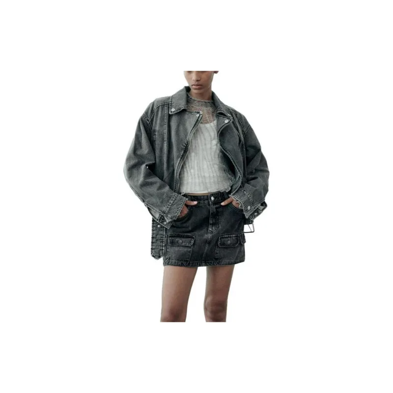 ZARA Denim Jackets Women's Gray-2