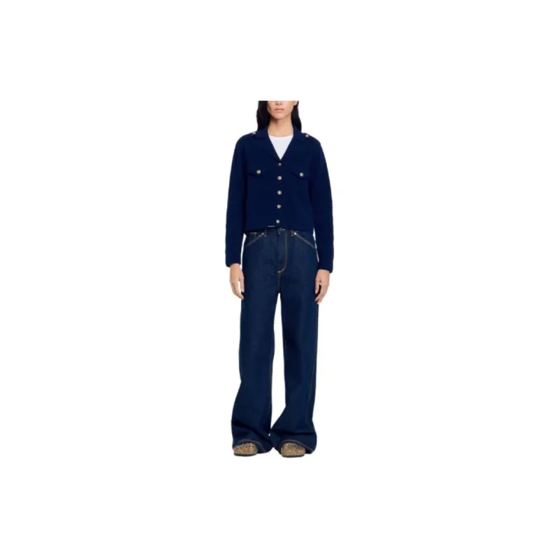 Sandro Notched lapels Fleece Blazer-1