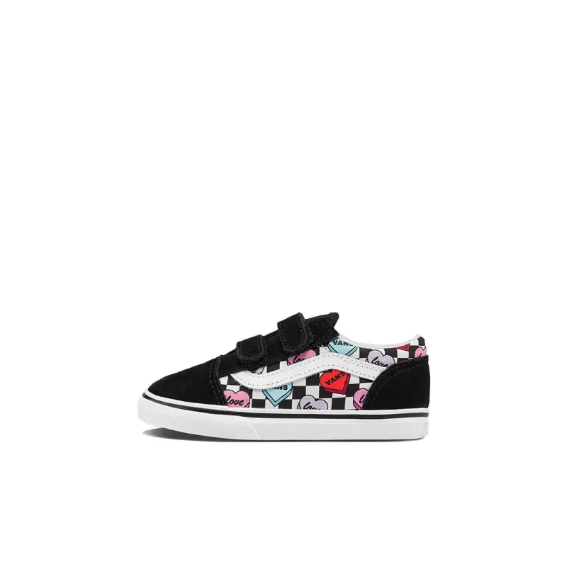 Vans Old Skool Anti-Slip Wear-Resistant Low-Top Toddler Shoes Black White Red Infant And Toddler-0
