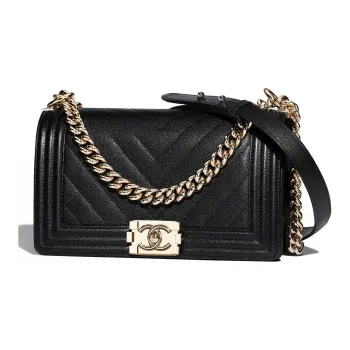 CHANEL Leboy Cow Leather Crossbody Bag, Shoulder Bag Medium Size Women's Black