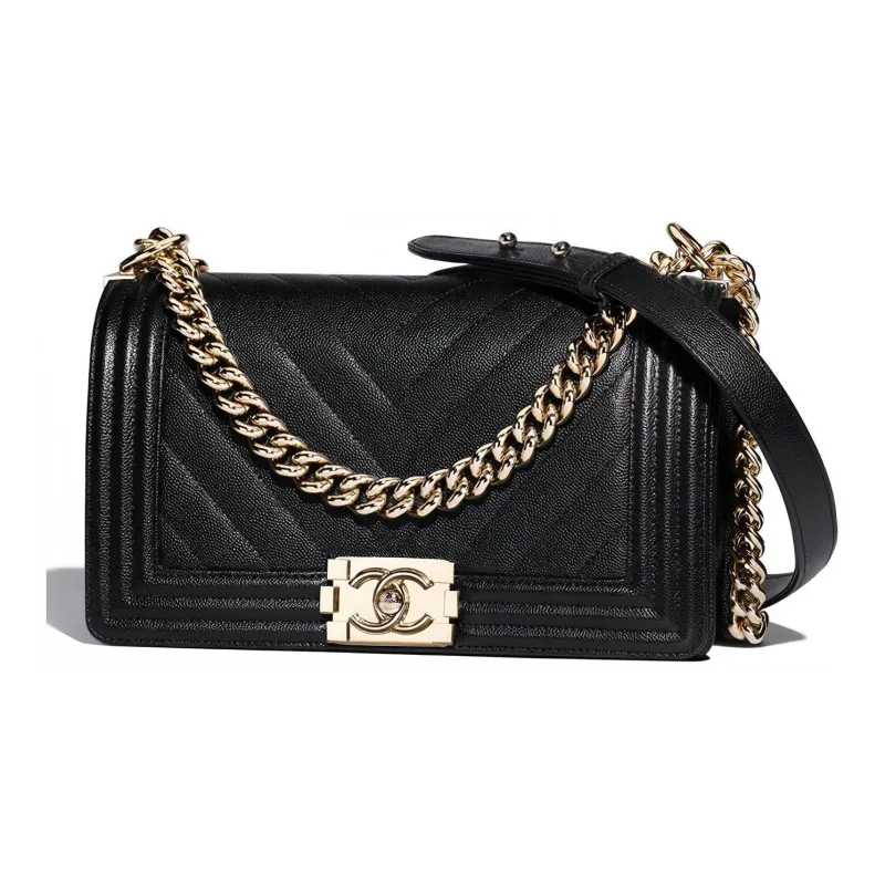 CHANEL Leboy Cow Leather Crossbody Bag, Shoulder Bag Medium Size Women's Black-0
