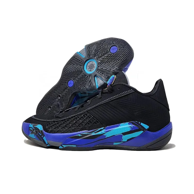 Jordan Air Jordan 38 Low 'Aqua' Durable Breathable Low-Top Basketball Shoes Men's Black Blue-4