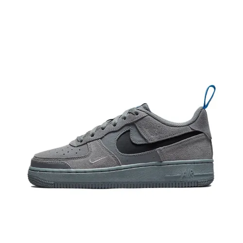 Nike Air Force 1 Low Cut Out Swoosh Smoke Grey GS