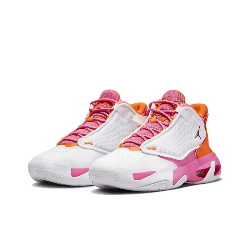 Jordan Max Aura 4 Mid Top Performance Basketball Shoes White Pink Teenagers-2