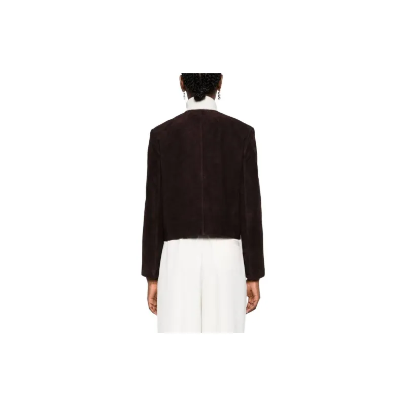 THEORY Leather Jackets Women's Dark Brown-1