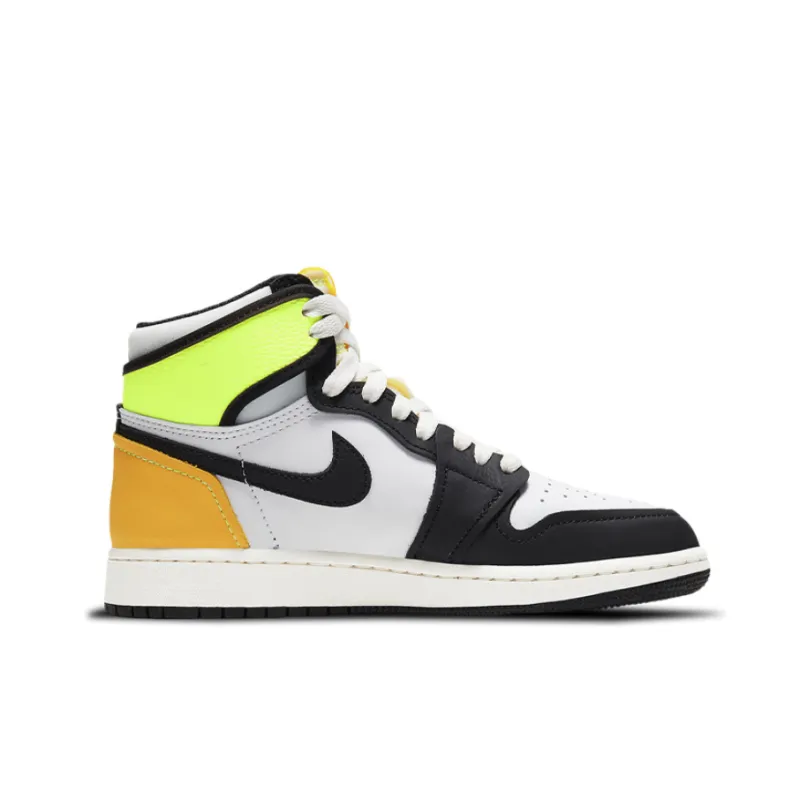 Jordan 1 Retro High White Black Volt University Gold GS-1