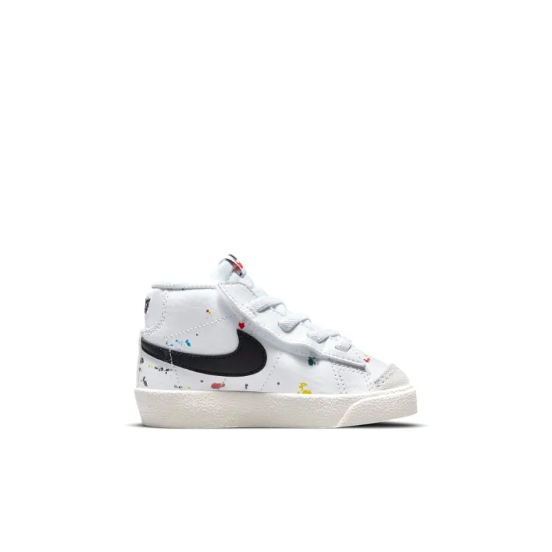 Nike Blazer 77 BB Slip-Resistant Cushioning Wear-Resistant Mid-Top Skateboard Shoes White Black Infant And Toddler-1