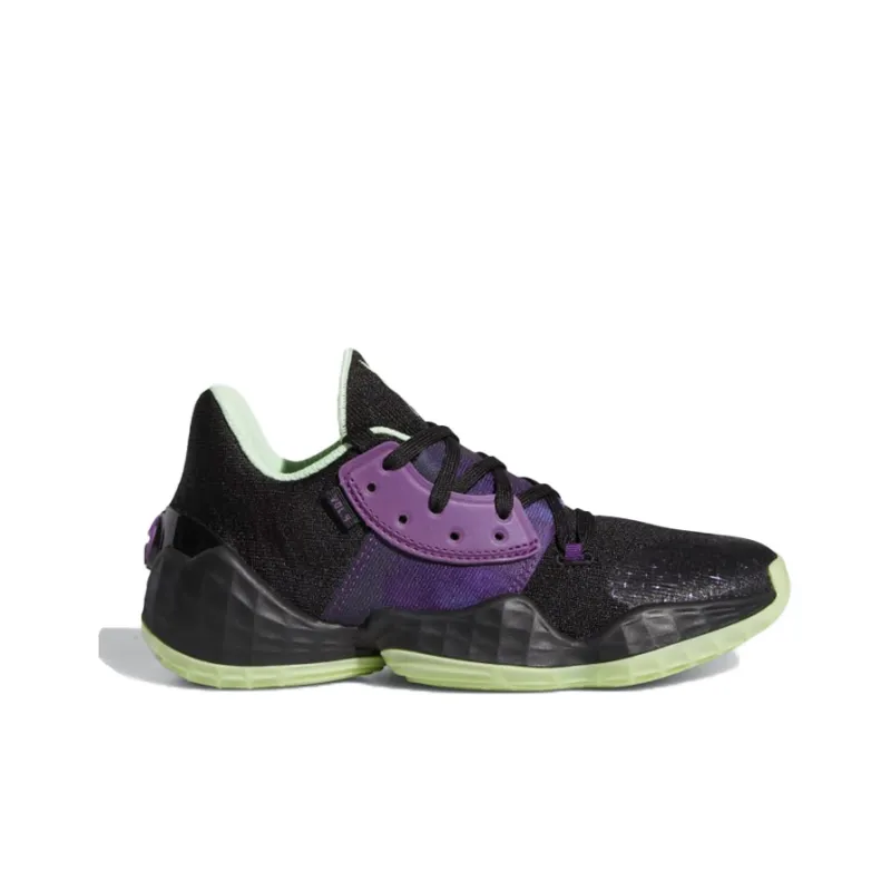 Adidas Harden Vol. 4 J Breathable Low Top Children's Basketball Shoes Black Purple Teenagers-1