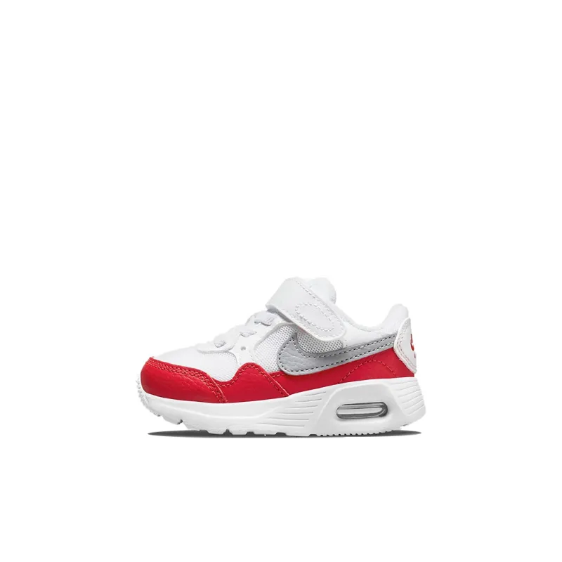 Nike Air Max SC Slip Resistant Cushioning Abrasion Resistant Low Top Running Shoes White Red Infant And Toddler-0