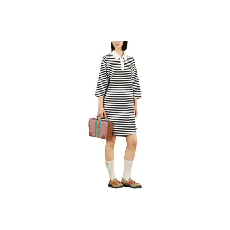 GUCCI Chinese New Year Long Sleeved Dresses Women's Blue-1