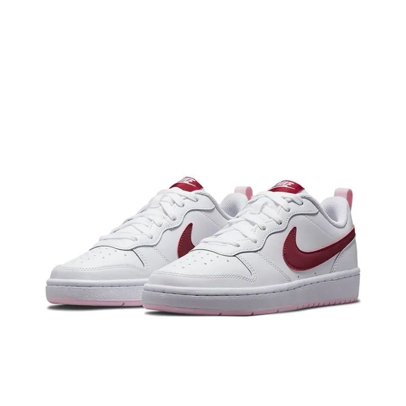 Nike Court Borough 2 Low 2 Abrasion Resistant Support Low Top Kids' Skateboarding Shoes White Red Pink Unisex-2