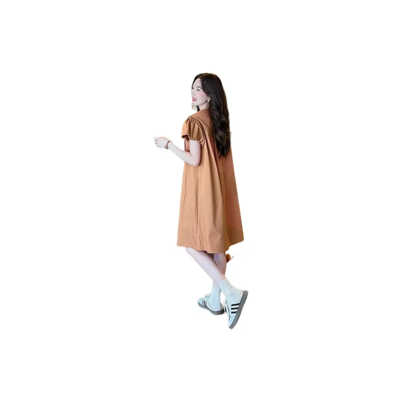 Tonlion Short Sleeved Dress Women's Caramel-1