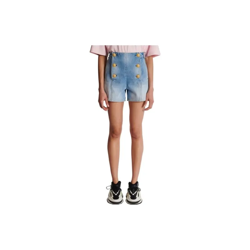 BALMAIN Logo buttons Denim Shorts-3