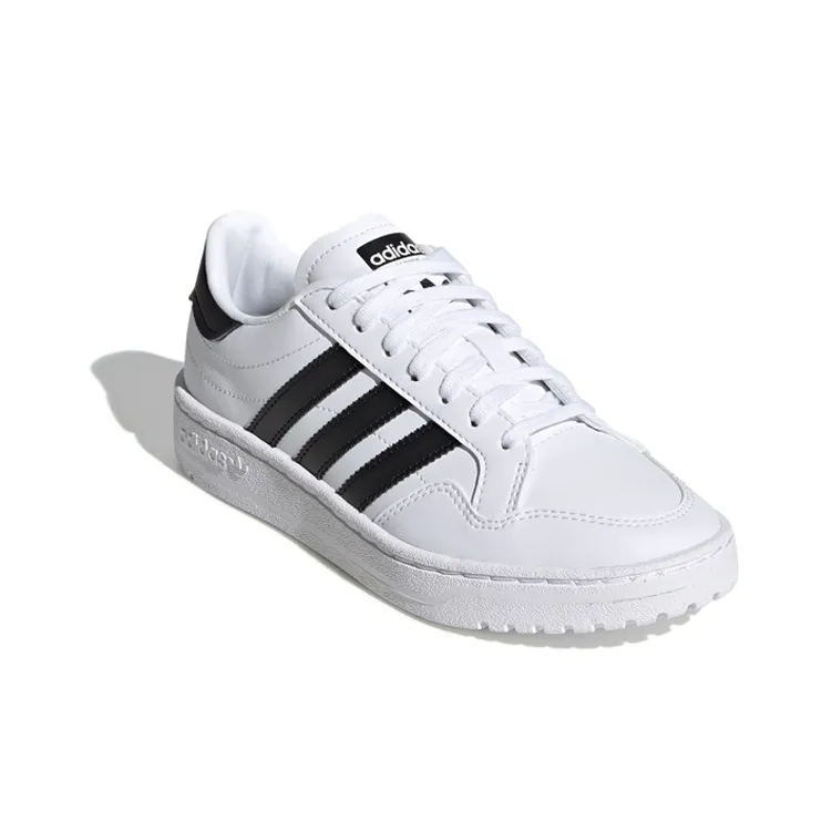 Adidas Originals Team Court J Slip Resistant Low Top Skateboard Shoes White Black Teenagers-2