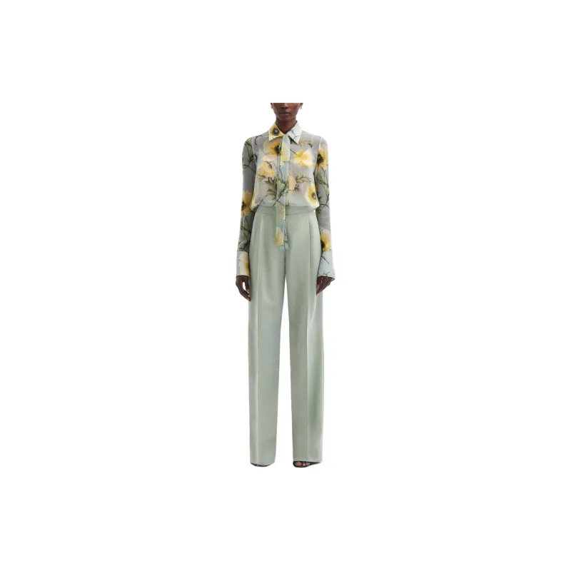 Oscar De La Renta Poppy Tie-neck Chiffon Blouse-1