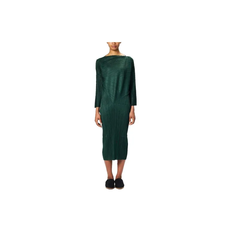 ISSEY MIYAKE Long-Sleeved Dresses Women's Green-1